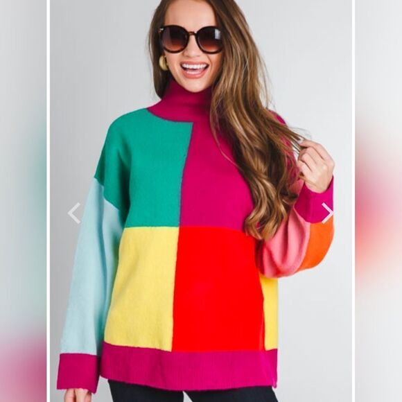 80's Colorblock Sweater by Sweet Claire - Picture 1 of 7